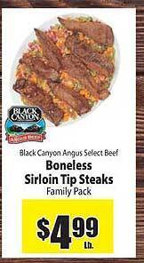 Food Giant Black canyon angus select beef boneless sirloin tip steaks offer
