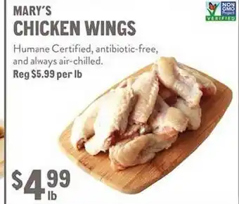 New Seasons Market Mary's chicken wings offer