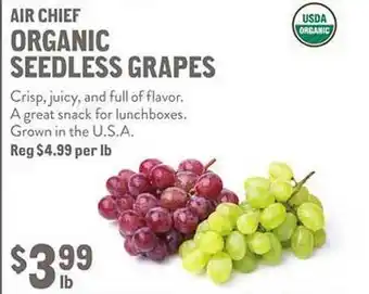 New Seasons Market Air chef organic seedless grapes offer