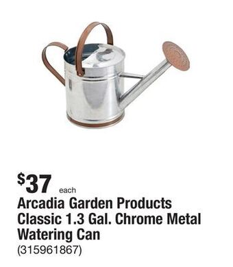 The Home Depot Arcadia garden products classic 1.3 gal. chrome metal watering can offer