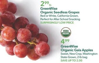 Publix GreenWise Organic Seedless Grapes offer