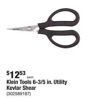 The Home Depot Klein tools 6-3/5 in. utility kevlar shear offer