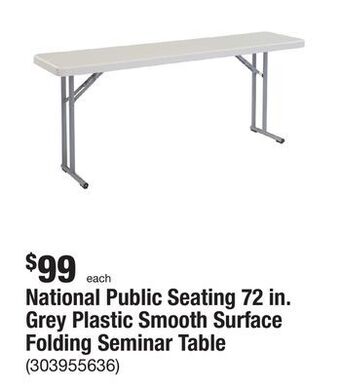 The Home Depot National public seating 72 in. grey plastic smooth surface folding seminar table offer