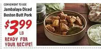 Rouses Jambalaya diced boston butt pork offer