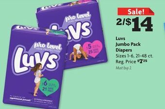 Family Dollar Luvs jumbo pack diapers offer