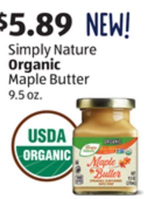Aldi Simply nature organic maple butter offer