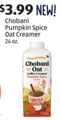 Aldi Chobani pumpkin spice oat creamer offer