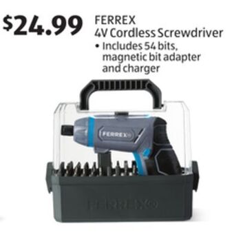 Aldi Ferrex 4v cordless screwdriver offer