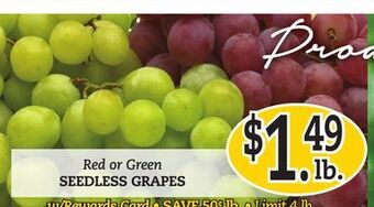 Dearborn Market Red or green seedless grapes offer