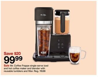 Target Mr. coffee frappe single-serve iced and hot coffee maker and blender with reusable tumblers and filter offer