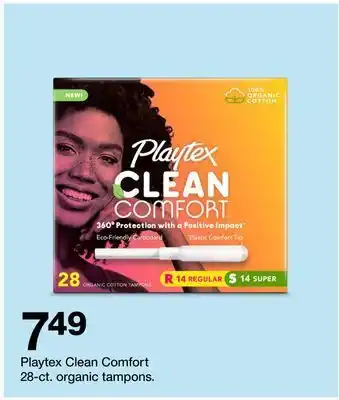 Target Playtex clean comfort 28-ct. organic tampons offer
