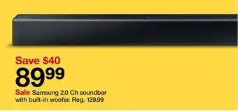 Target Samsung 2.0 ch soundbar with built-in woofer offer