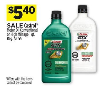 Dollar General Castrol® motor oil conventional or high mileage offer