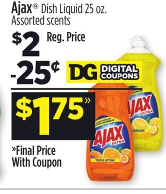 Dollar General Ajax® dish liquid offer