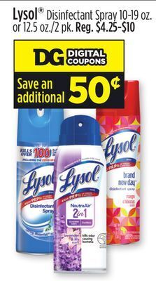 Dollar General Lysol® disinfectant spray offer