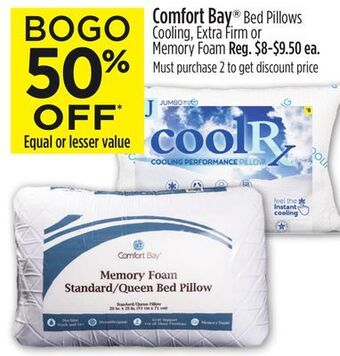 Dollar General Comfort bay® bed pillows cooling, extra firm or memory foam offer