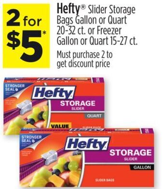 Dollar General Hefty® slider storage bags gallon or quart 20-32 ct. or freezer gallon or quart 15-27 ct. offer
