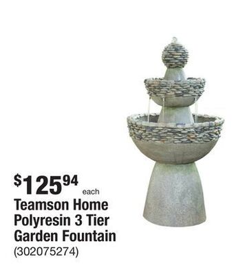 The Home Depot Teamson home polyresin 3 tier garden fountain offer