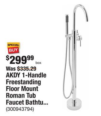 The Home Depot Akdy 1-handle freestanding floor mount roman tub faucet bathtub filler with hand shower in chrome offer