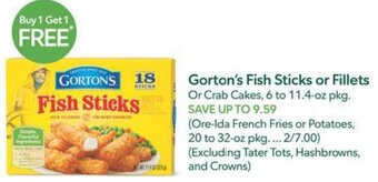 Publix Gorton's Fish Sticks or Fillets offer