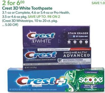 Publix Crest 3D White Toothpaste offer