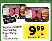 Safeway Signature select gourmet beef burger patties offer