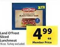 Safeway Land o'frost sliced lunchmeat offer