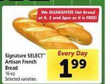Safeway Signature select artisan french bread offer