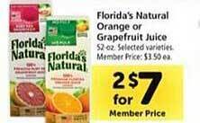 Safeway Florida's natural orange or grapefruit juice offer