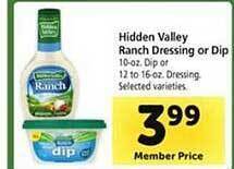 Safeway Hidden valley ranch dressing or dip offer