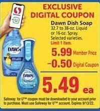 Safeway Dawn dish soap offer