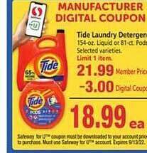 Safeway Tide laundry detergent offer