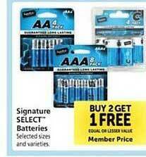 Safeway Signature select batteries offer