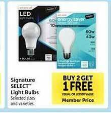Safeway Signature select light bulbs offer