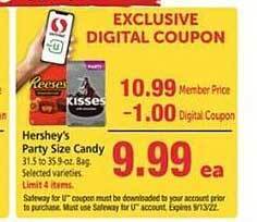 Safeway Hershey's party size candy offer
