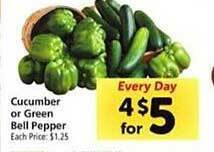 Safeway Cucumber or green bell pepper offer
