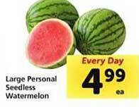 Safeway Large personal seedless watermelon offer
