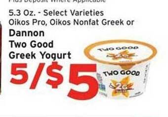 Hannaford Dannon two good greek yogurt offer
