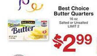 Price Chopper Best choice butter quarters offer