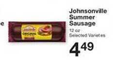 Price Chopper Johnsonville summer sausage offer