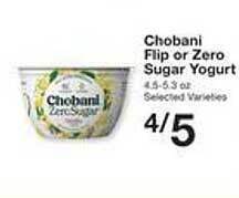 Price Chopper Chobani flip or zero sugar yogurt offer