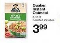 Price Chopper Quaker instant oatmeal offer