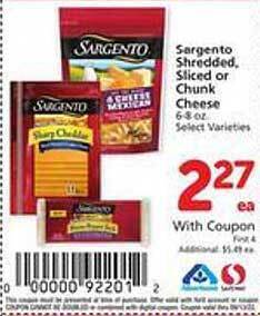 Safeway Sargento shredded, sliced or chunk cheese offer