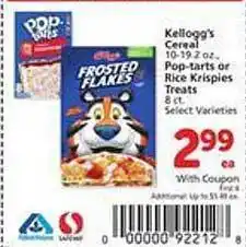 Safeway Kellogg's cereal, pop-tarts or rice drispies treats offer