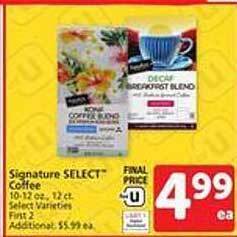 Safeway Signature select coffee offer