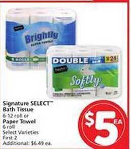 Safeway Signature select bath tissue, or paper towel offer