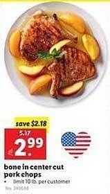 Lidl Bone in center cut pork chops offer