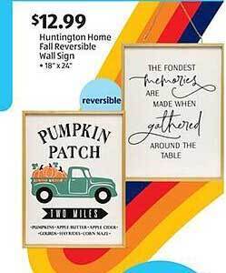 Aldi Huntington home fall reversible wall sign offer