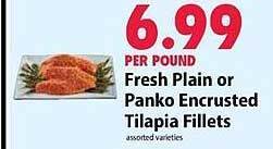 Festival Foods Fresh plain or panko encrusted tilapia fillets offer