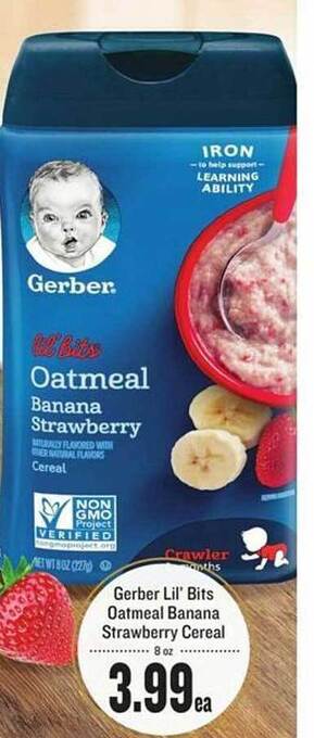 Lowes Foods Gerber lil' bits oatmeal banana strawberry cereal offer